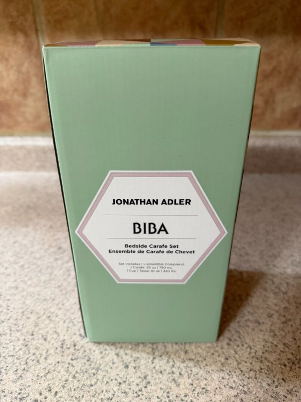 Jonathan Adler Biba Bedside Carafe Set Teal Blue Glass - NIB w/ Original Box